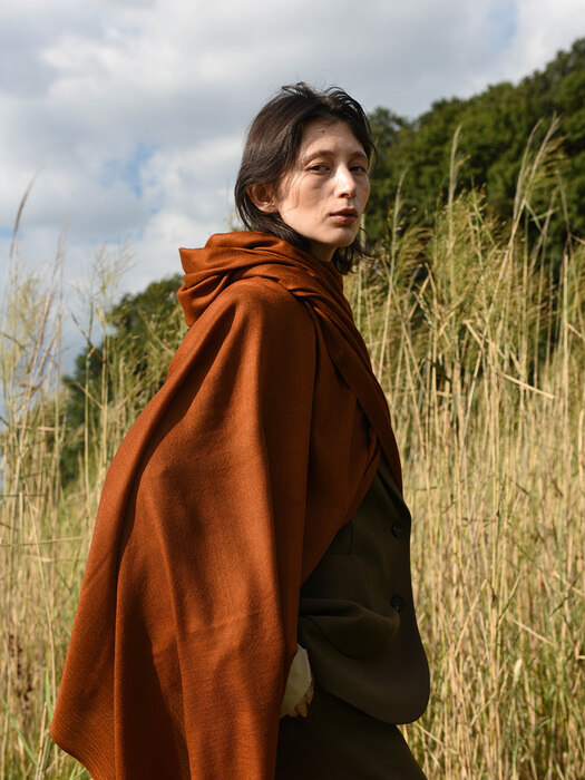 Cashmere pashmina muffler_Autumn orange