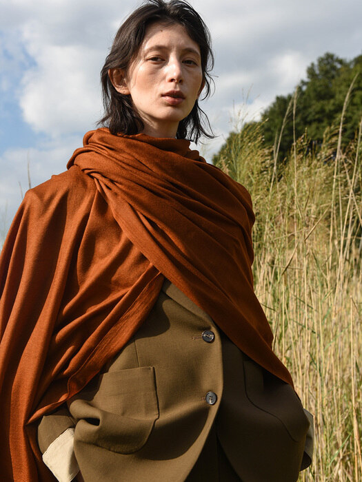 Cashmere pashmina muffler_Autumn orange