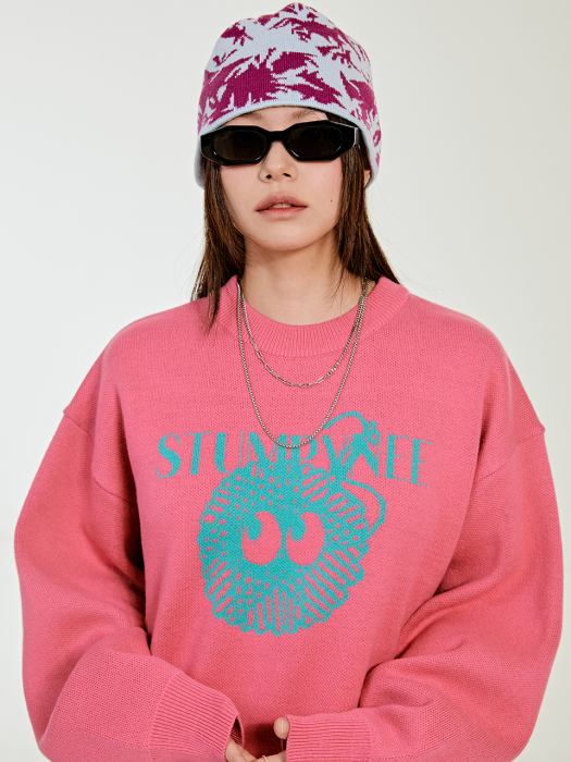 DUST CHARACTER ROUND KNIT_PINK