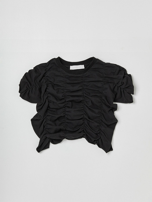 SHIRRING TOP IN BLACK