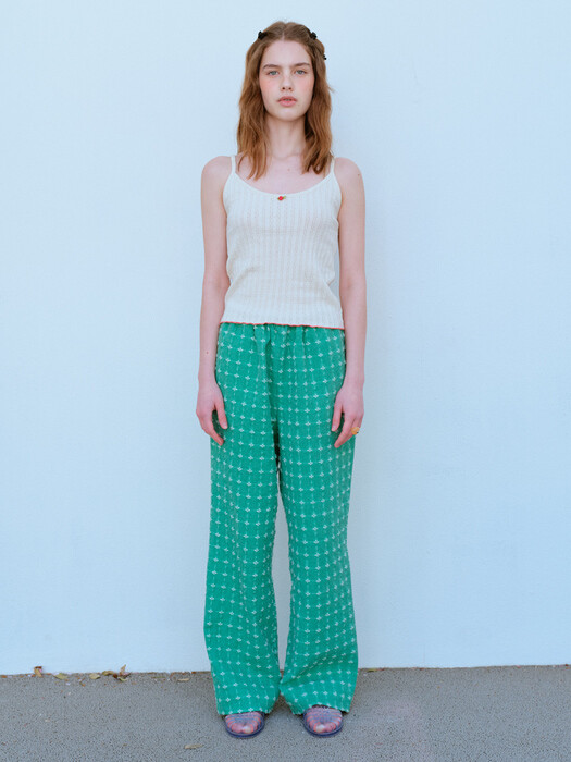 JACQUARD BANDING PANTS, GREEN