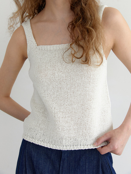 sleeveless knit top - cream