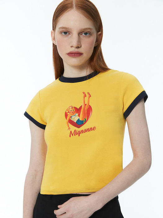 Pin-up girl crop t-shirt 002 Yellow