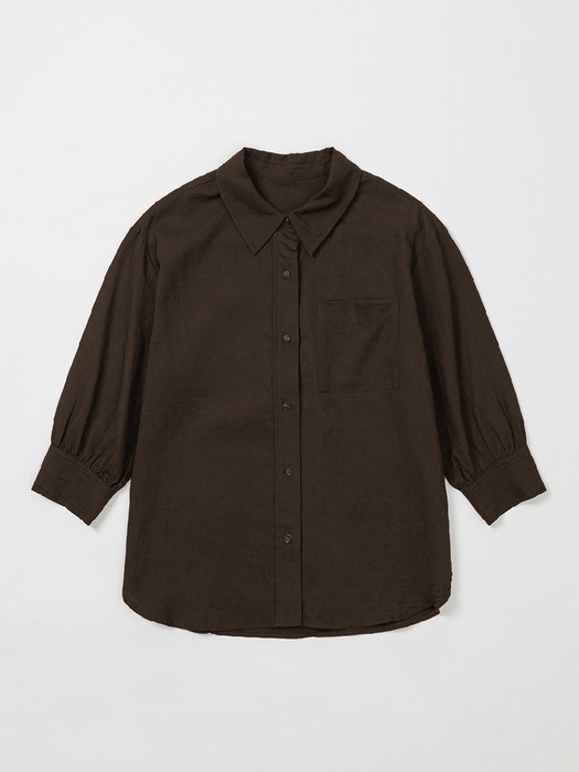 [GDSH02] Linen Blended Shirts Brown