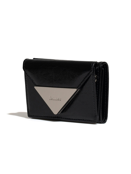 CRINKLE TRIANGLE TRIPLE WALLET D - BLACK