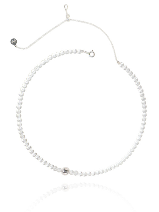Natural Crystal Ball SIlver Necklace In452 [Silver]