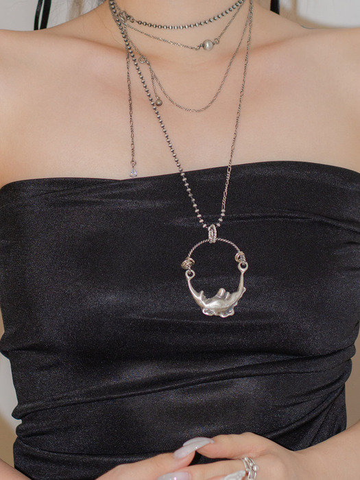 23 Silver wobbly moon necklace