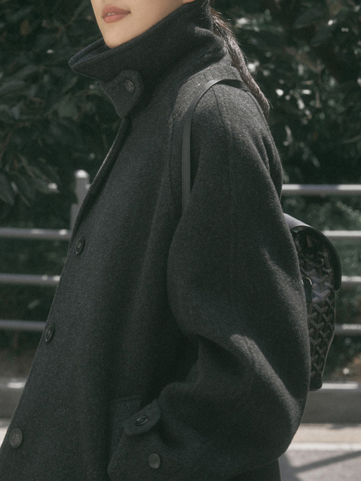 raglan sleeves half coat_charcoal