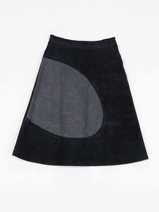 DEMI Velvet Denim Skirt - Black