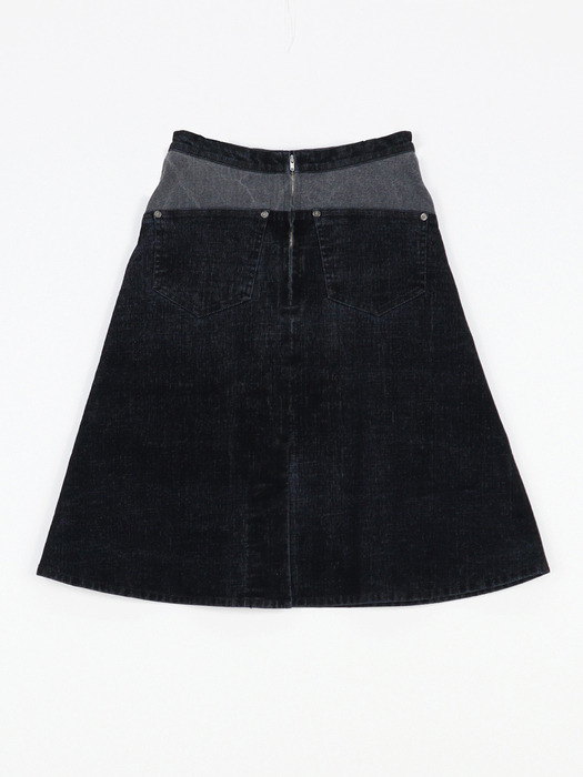 DEMI Velvet Denim Skirt - Black