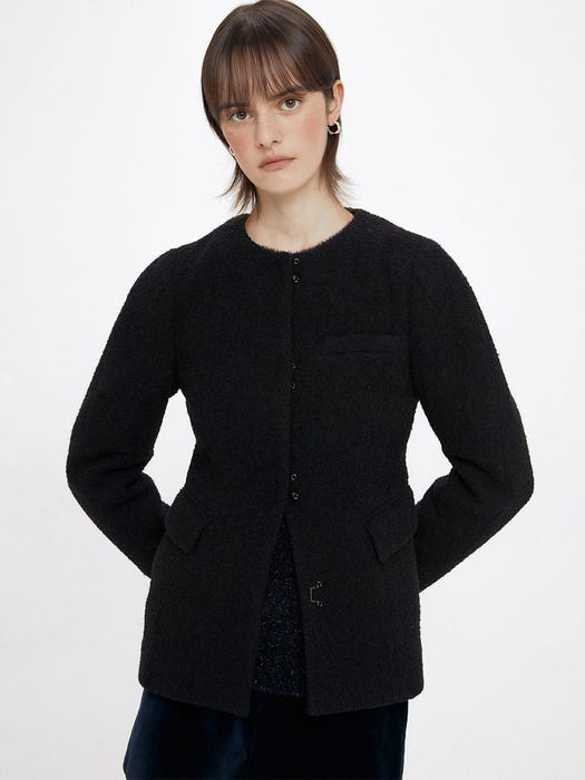 Puff Sleeve Line Jacket in Black VW3WJ034-10