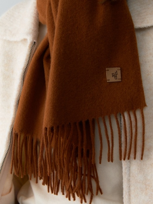 cashmere wool blended leather point muffler - orange