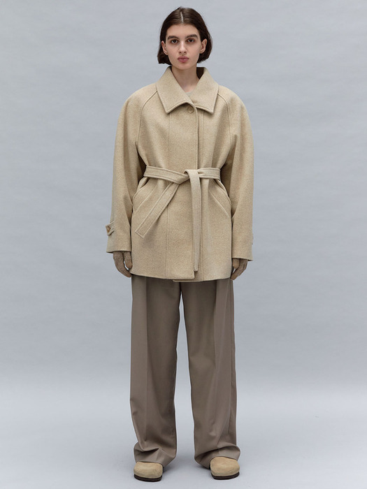 cashmere minimal half coat (beige)