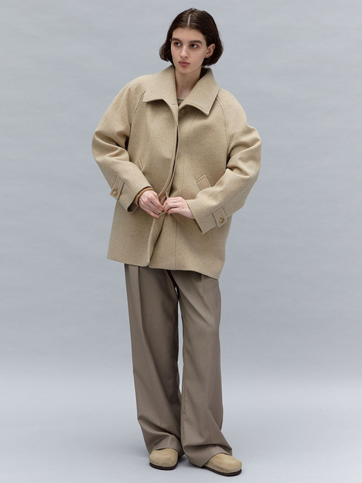 cashmere minimal half coat (beige)