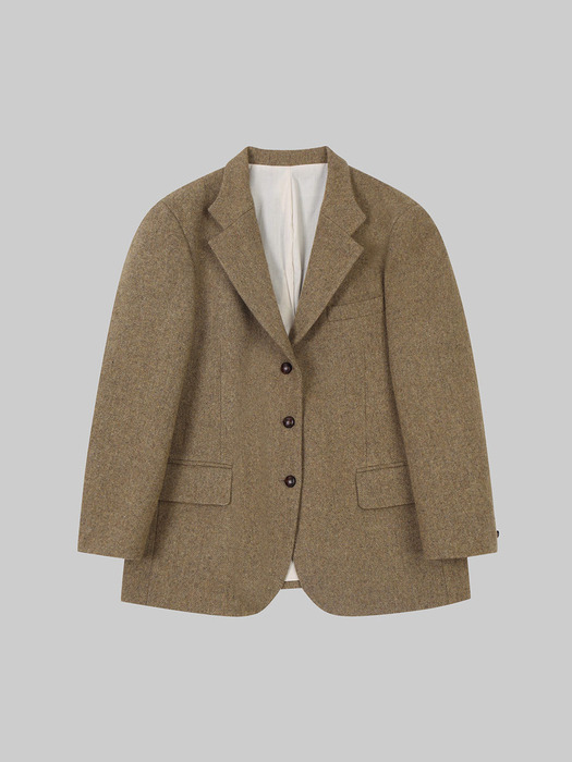 Oversized Threebutton Wool Jaket (brown)
