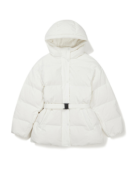 [23FW clove] Hooded Long Goose Down Jacket (White)