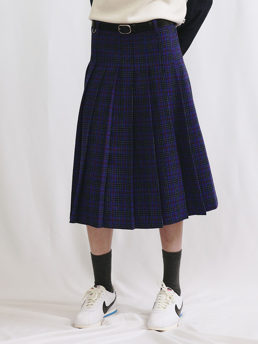 Pleats Midi Skirt [BLUE]