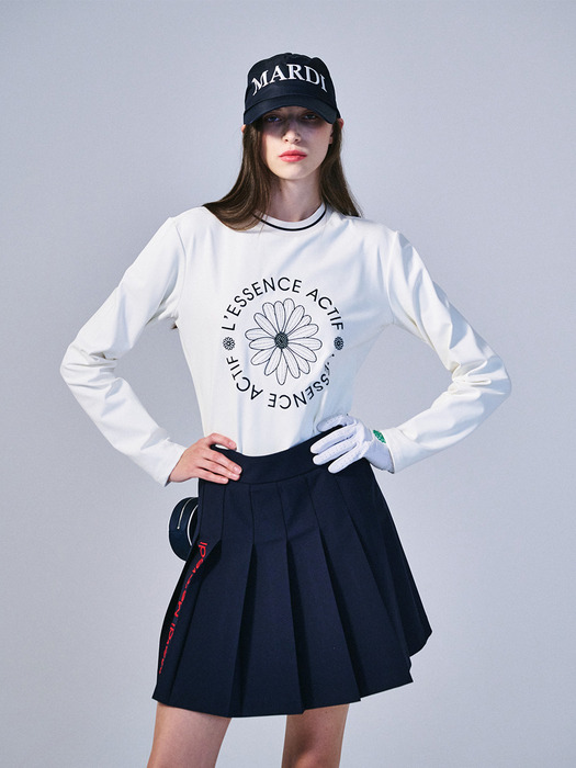 EMBLEM EMBROIDERED ACTIVE TOP LONG SLEEVE_IVORY NAVY
