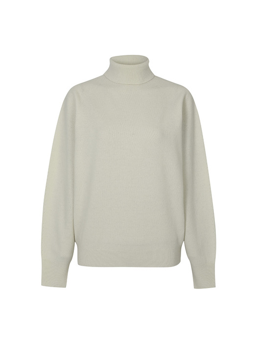 Cashmere-Blend Whole Garment Turtleneck Sweater