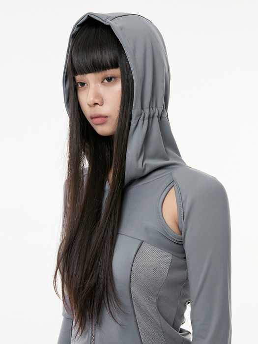 19.Division Cut-out Hooded Zip-up (FL-111_Gray)