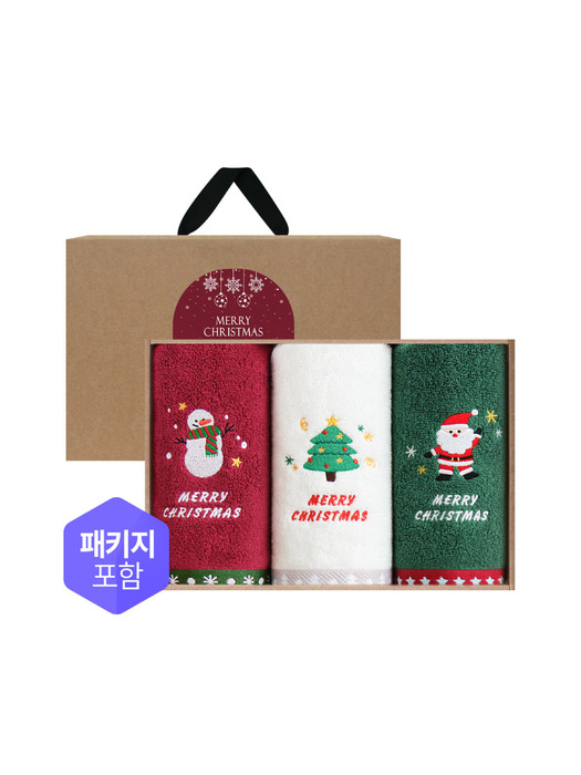 크리스마스 트윙클 140g 세면타올 3매 크라프트 선물세트