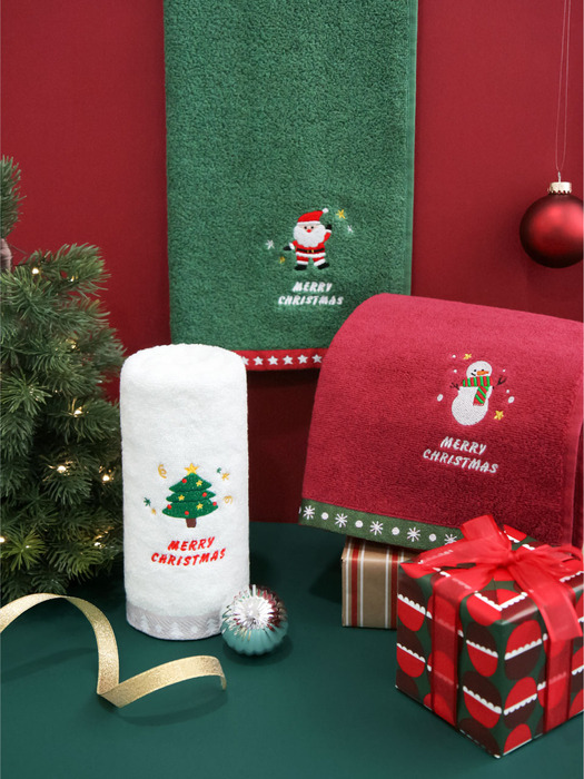 크리스마스 트윙클 140g 세면타올 3매 크라프트 선물세트