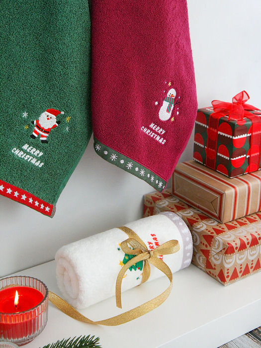 크리스마스 트윙클 140g 세면타올 3매 크라프트 선물세트