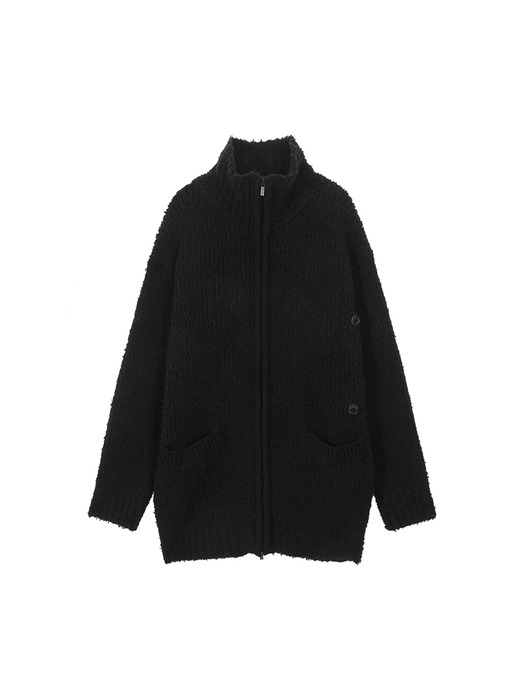 CLOUD KNIT ZIP COAT IN BLACK