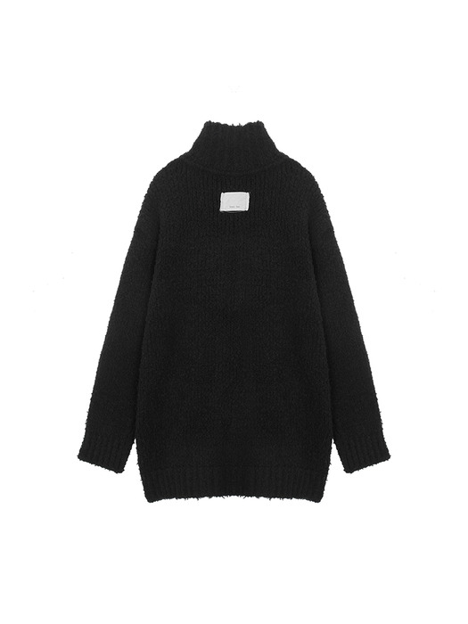 CLOUD KNIT ZIP COAT IN BLACK