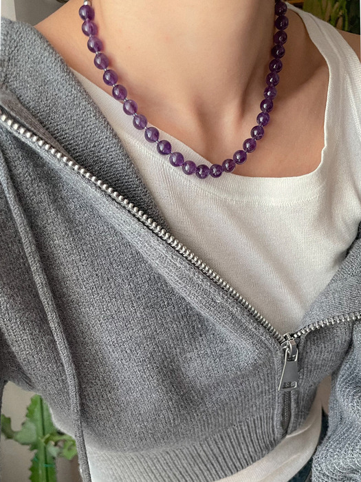 Purple gemstone surgical necklace