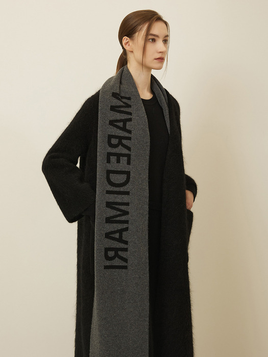 Logo Jacquard Cashmere Muffler Black/Grey