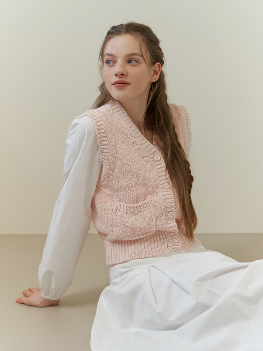 Candy floss knit vest (pink)