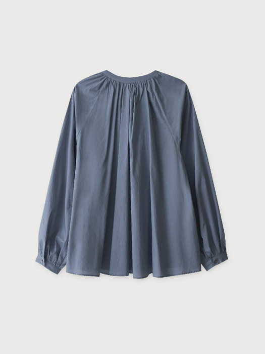 round shirring blouse_sky blue