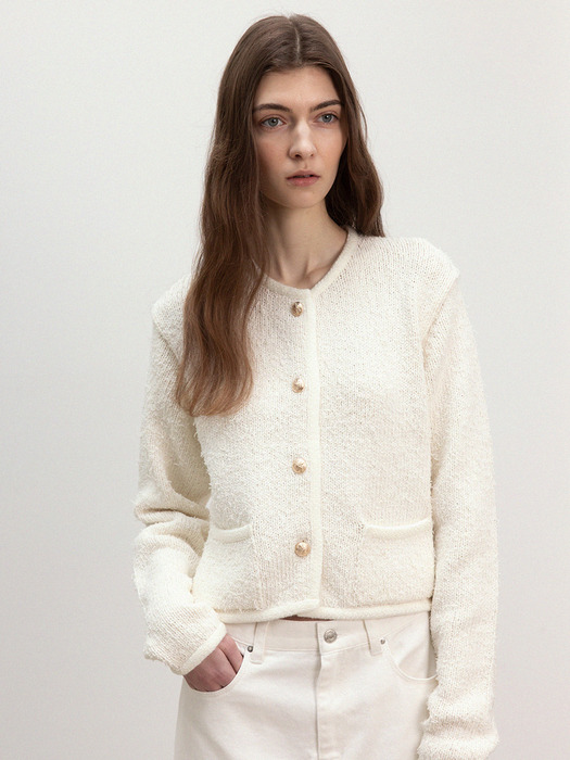 tweed texture sweat jacket (ivory)