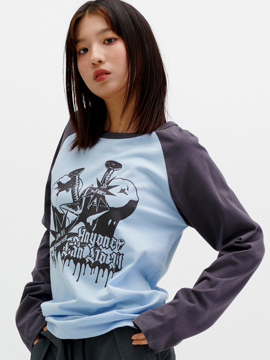 TOOTH RAGLAN LONG SLEEVE TEE [SKY BLUE]