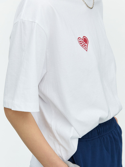 SMALL HEARTTRACK OVER FIT TEE_WHITE