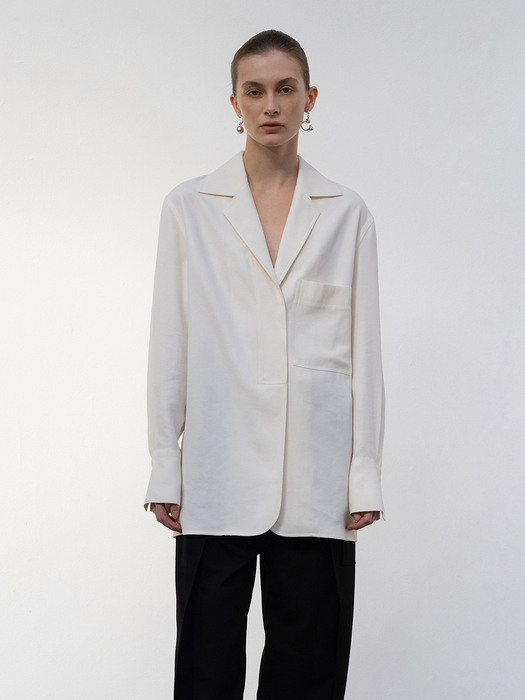 OPEN COLLAR SHIRT - IVORY