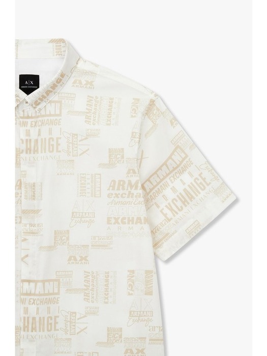 AX 남성 로고 패턴 스트레치 셔츠(A414120004)오프 화이트
