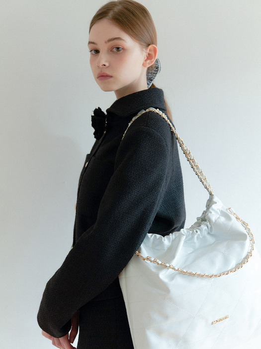 ANC DRAW CHAIN SHOULDER BAG_WHITE