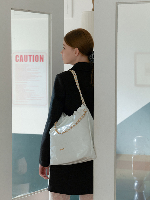 ANC DRAW CHAIN SHOULDER BAG_WHITE