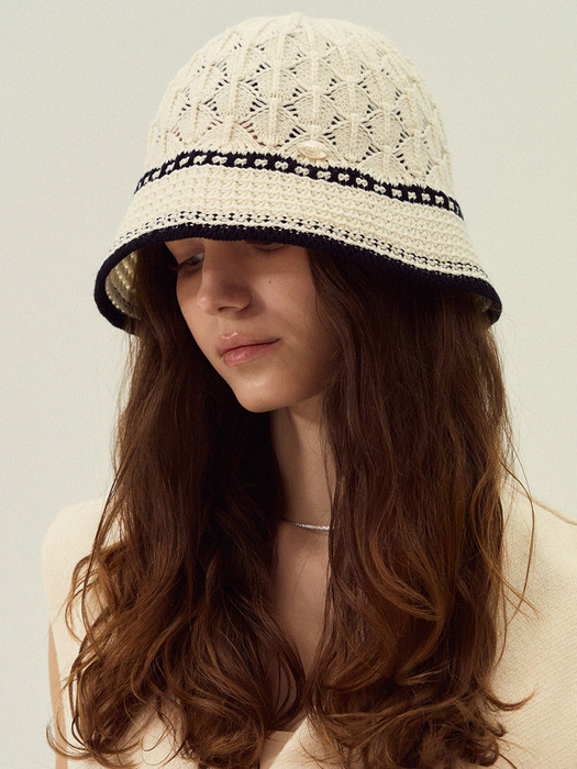 Leaf crochet bucket hat_3color