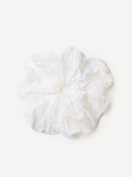 Lace Big Scrunchie - White