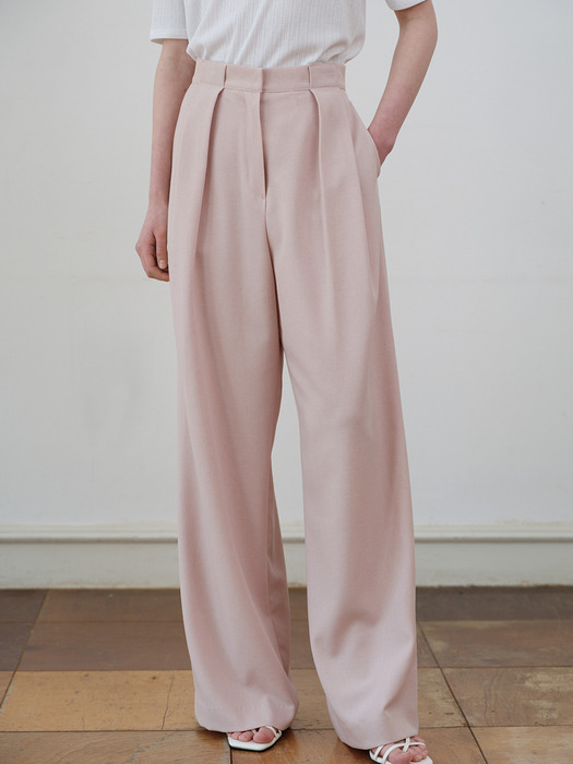 comos 1088 two-tuck wide pants (pink)
