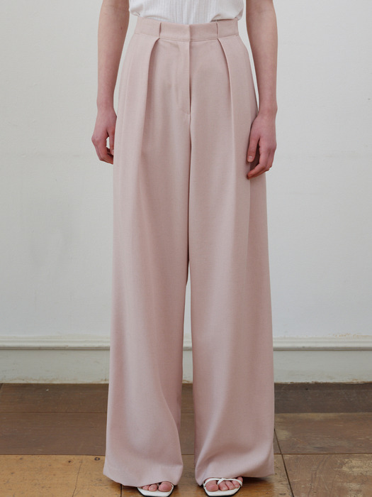 comos 1088 two-tuck wide pants (pink)