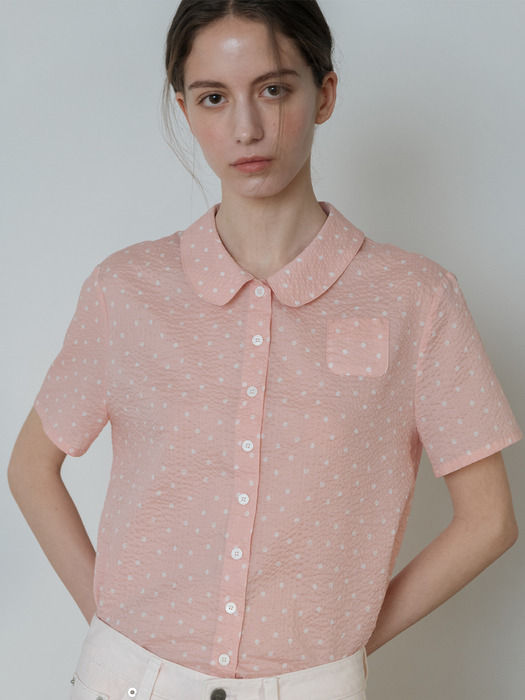 [Pink] Peter Pan Collar Blouse