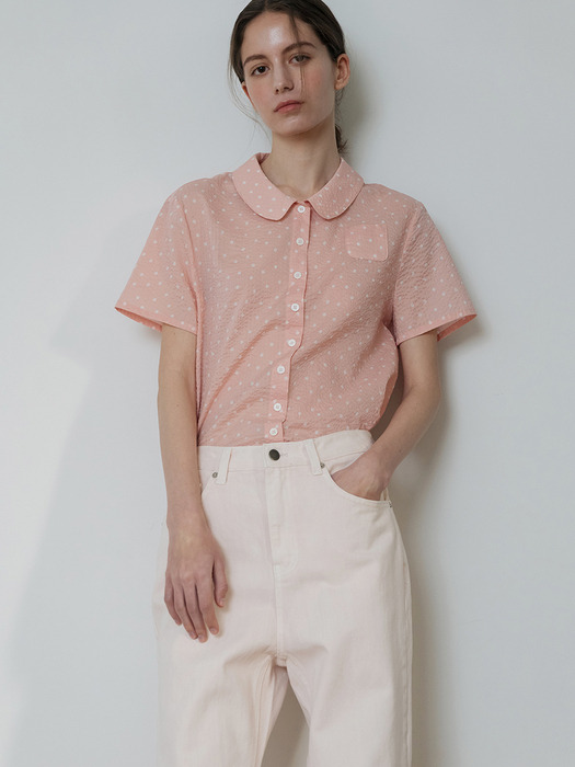 [Pink] Peter Pan Collar Blouse