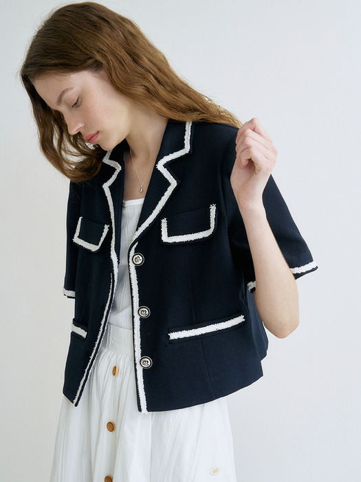 S Trimming Half Summer Jacket_Navy