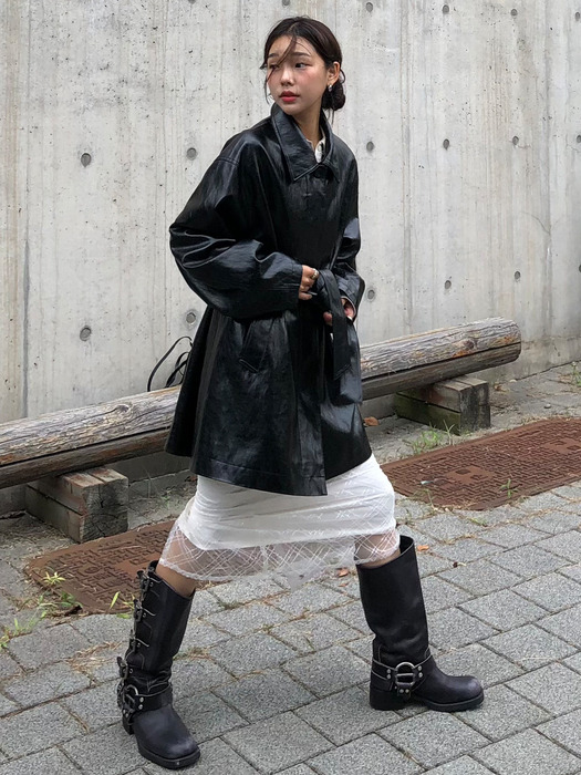 Eco Leather Trench Half Coat