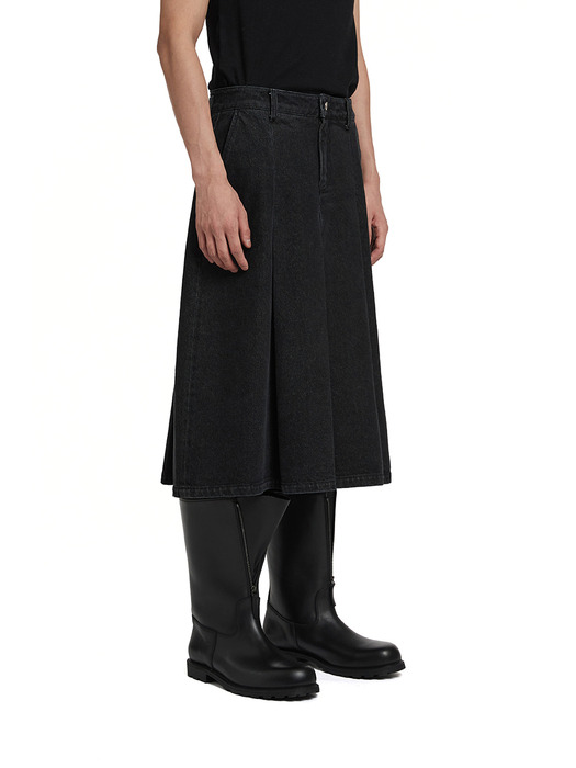 Pleated Denim Pants_BLACK