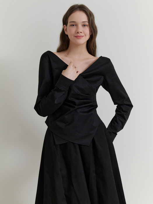 Twine wrap blouse (black)